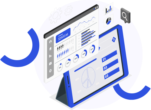 Ilustração de uma dashboard com porcentagens